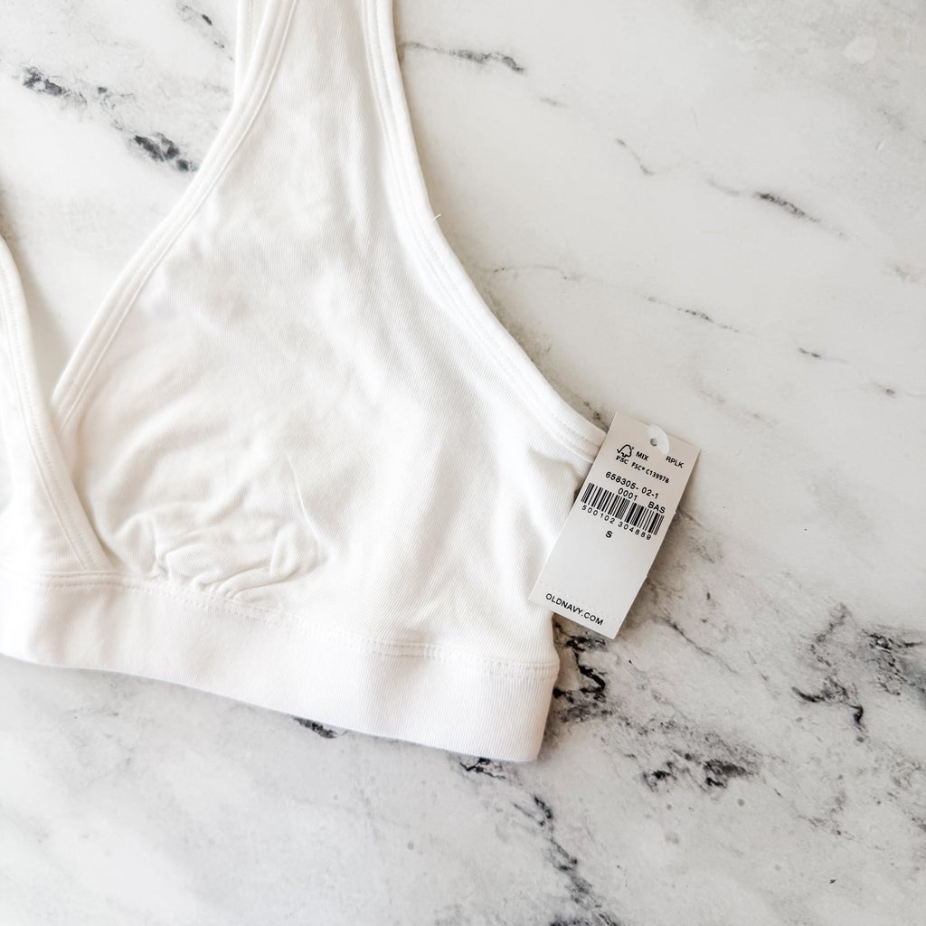 Old Navy White Maternity Cross-Front Cotton Nursing Bralette | S