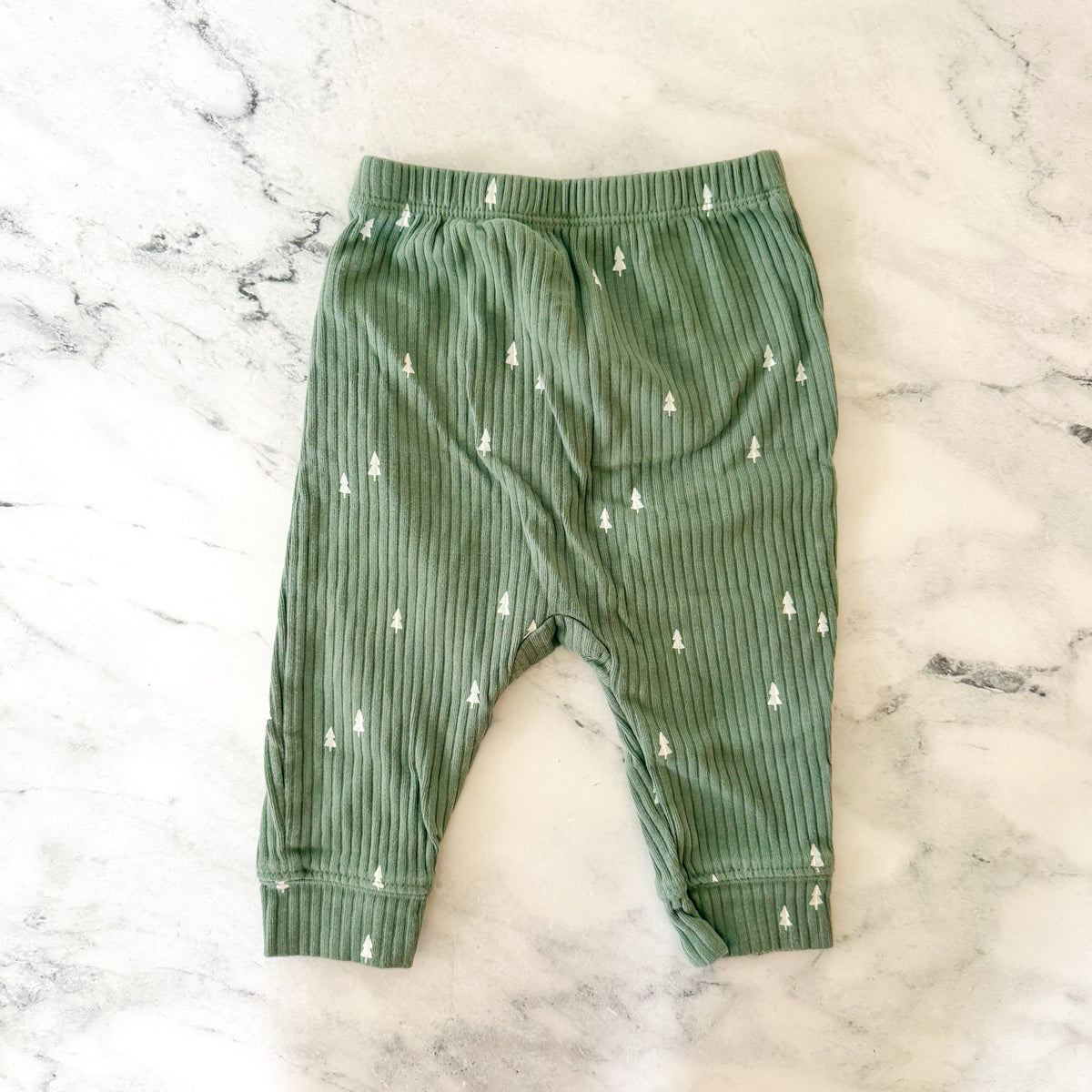Cloud Island Green Pine Trees Thermal Long Sleeve Bodysuit + Pants Matching Set | 6-9m