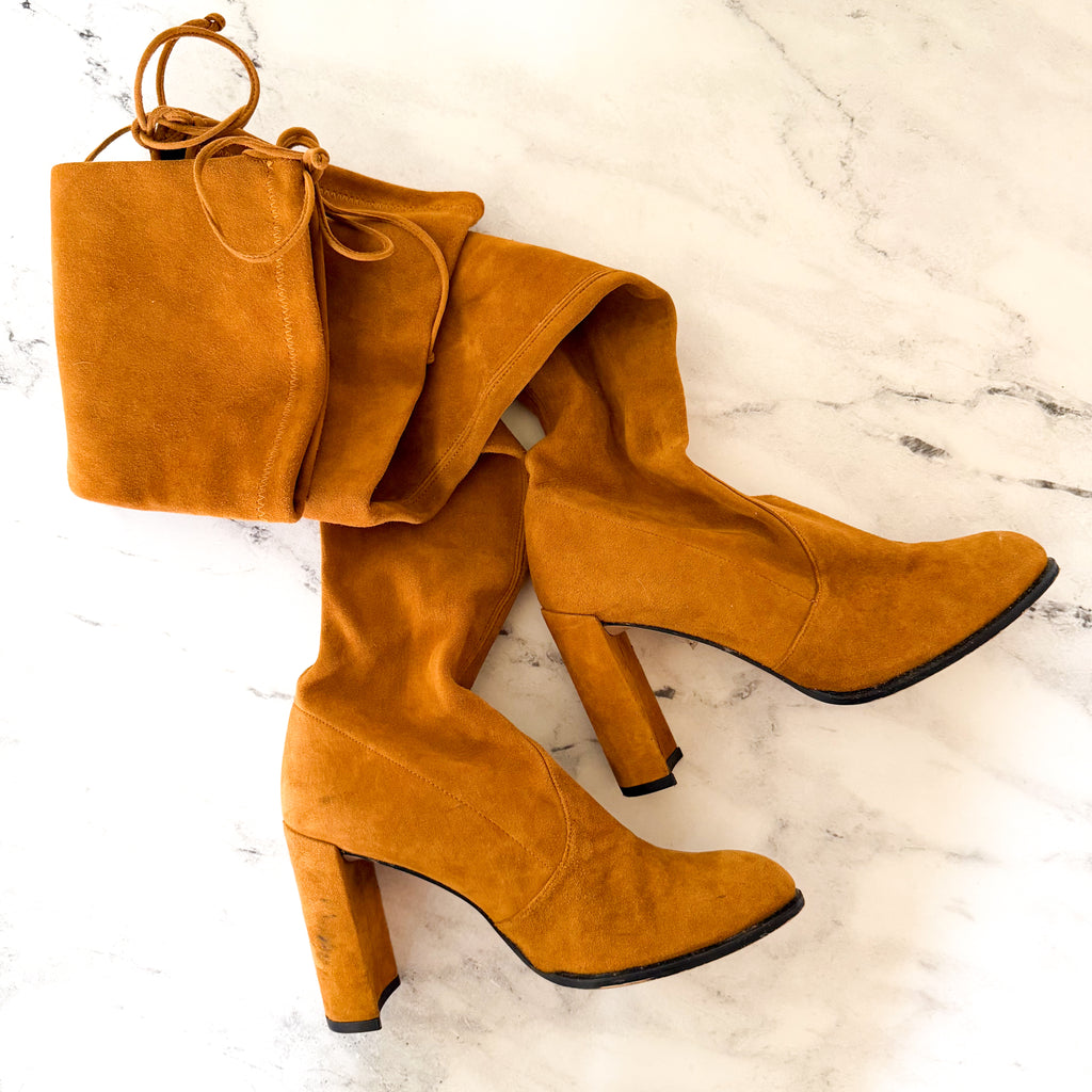 Stuart Weitzman Hiline Over-the-Knee Boots in Nutmeg Suede | 6