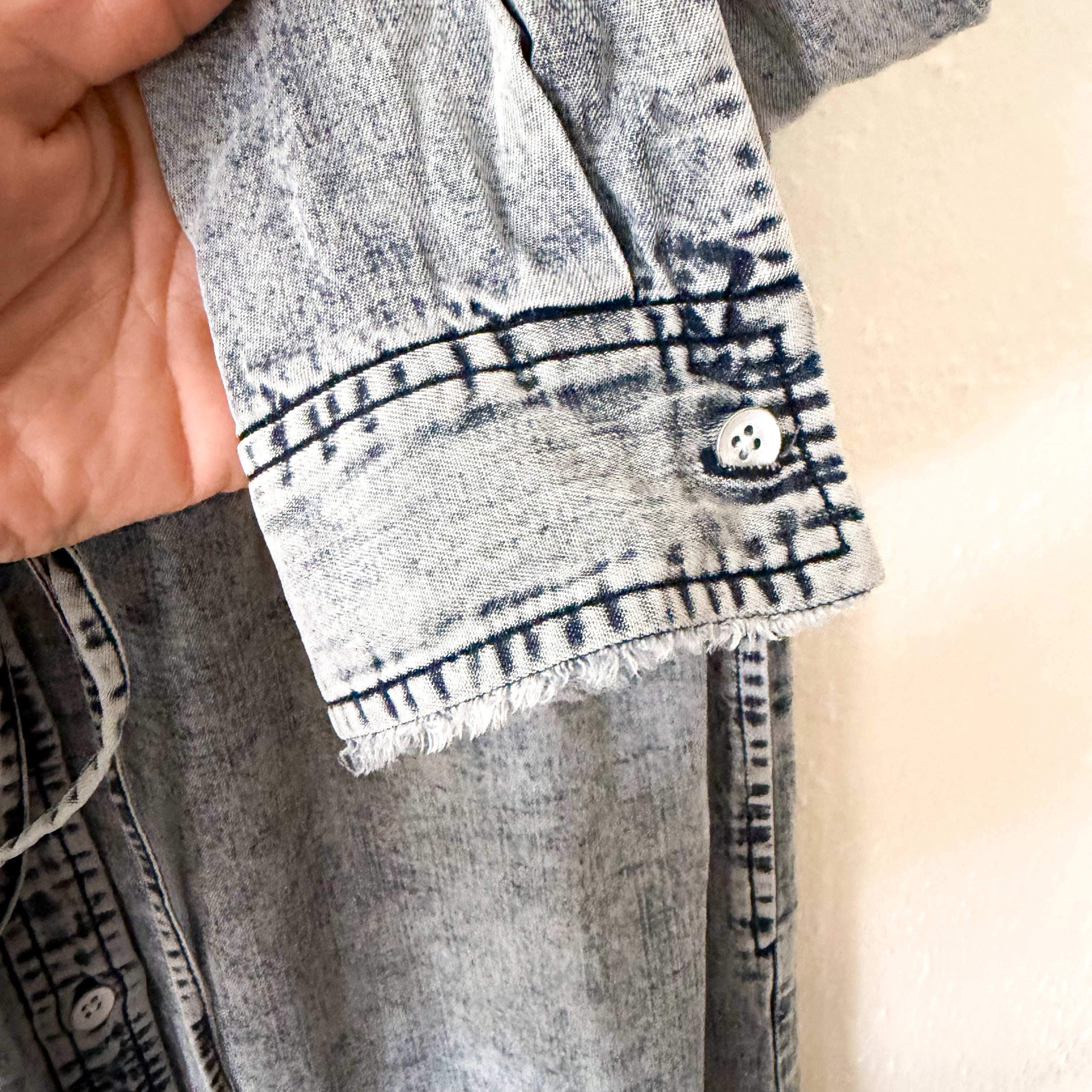 Cloth & Stone Long Sleeve Acid Wash Tencel Denim Shirt Dress | XS