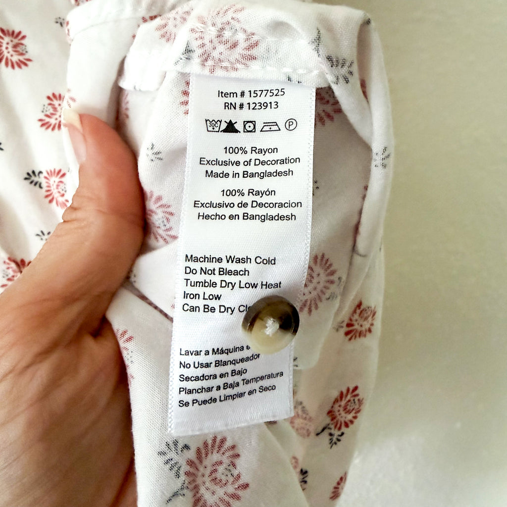 Jachs New York Girlfriend Floral Rayon Short Sleeve Button Up Blouse | XS