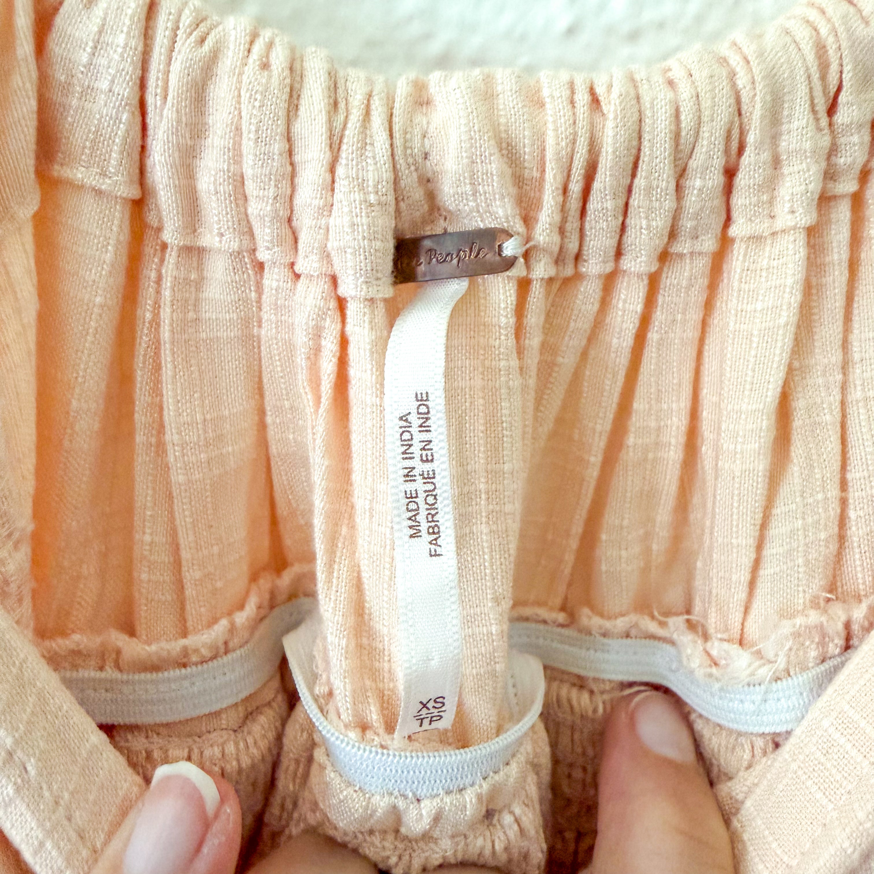 Free People Empire Waist Linen Blend Dress in Peach | XS