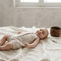 H&M 100% Linen Tan Sleeveless Button Down Romper | 0-3m
