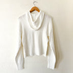 Free Assembly Creamy White Cozy Yarn Cable Knit Hoodie Sweater | XS