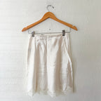 J.Crew Gwen Lace-Trim Slip Skirt in Textured Cream Satin | XXS