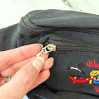 Vintage 90s Walt Disney World Embroidered Fanny Pack | Black Retro Waist Bag