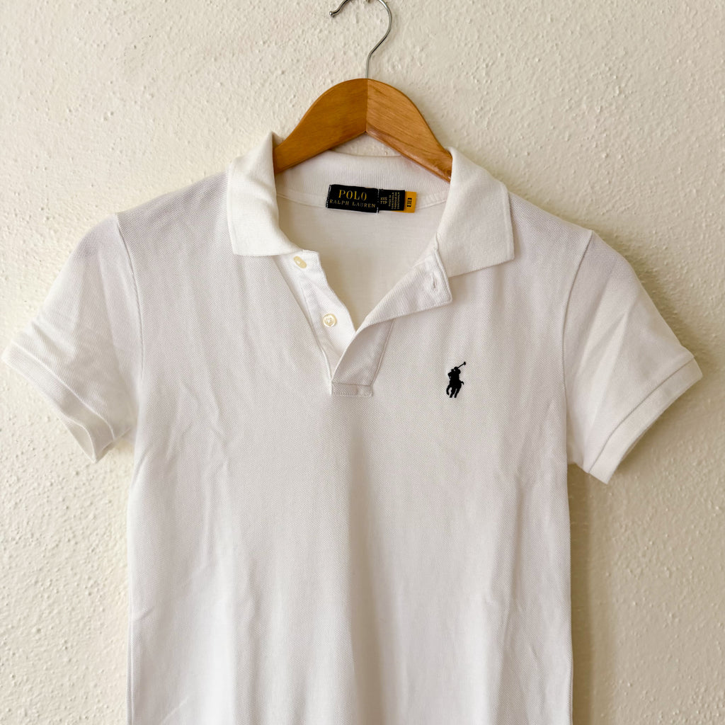 Polo Ralph Lauren White Cotton Mesh Pique Polo Mini Dress | XXS