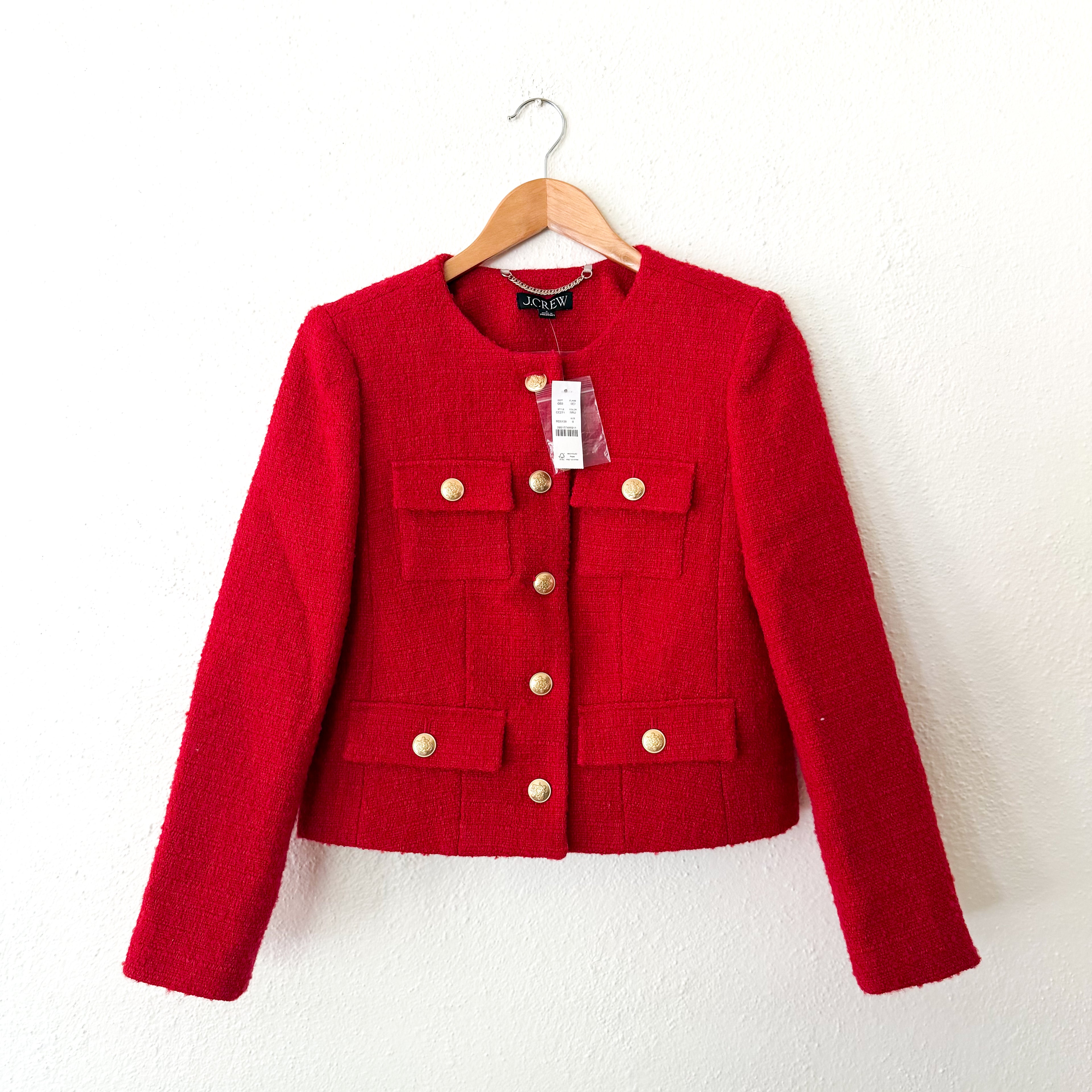 J.Crew Isabelle Lady Jacket in Ruby Red Tweed | 0