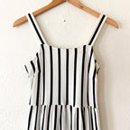 LOFT Black & White Stripe Midi Sun Dress | 0P