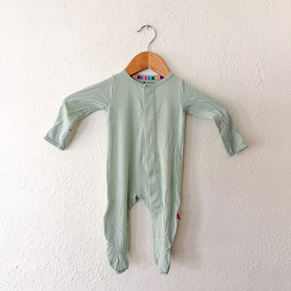 Magnetic Me Sage Green Modal Long Sleeve Footed Sleeper | 0-3m