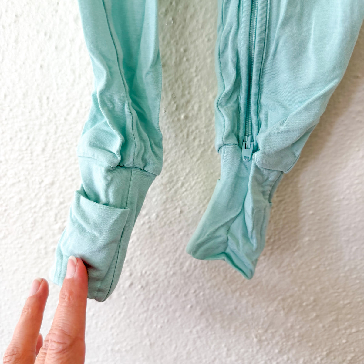Little Sleepies Solid Aqua Blue Long Sleeve Fold Over Foot Sleeper | 3-6m
