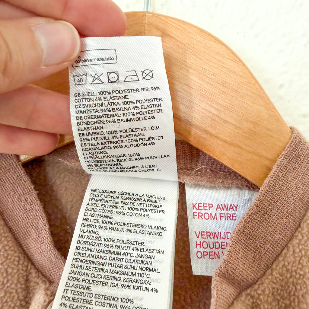 H&M Brown Fleece Zip-Front Sleeper Jumpsuit | PM (Premie)