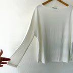 AllSaints Rita Boatneck Long Sleeve Oversize T-Shirt in Cream | XS