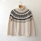 Barbour Mersea Fair Isle Wool Blend Knit Turtleneck Sweater in Aran Cream | 4