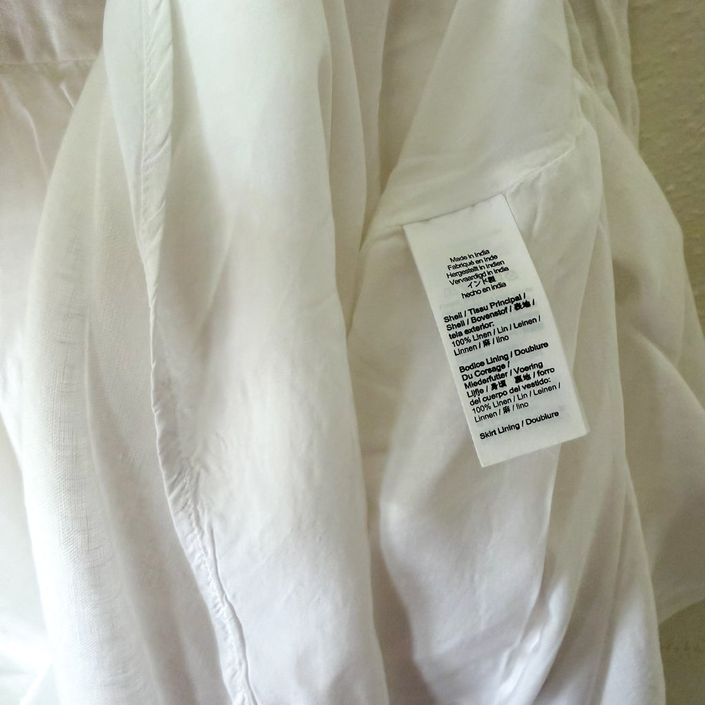 J.Crew White Squareneck 100% Linen Midi Dress | 0