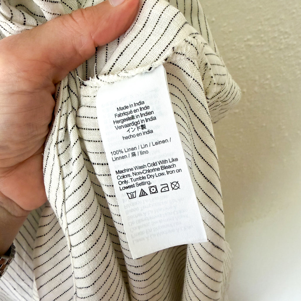 Madewell Striped Linen Empire-Waist Midi Dress in Lighthouse | XS
