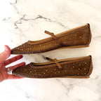Dolce Vita Reyes Crystal Embellished Ballet Flats in Brown Mesh | 6.5