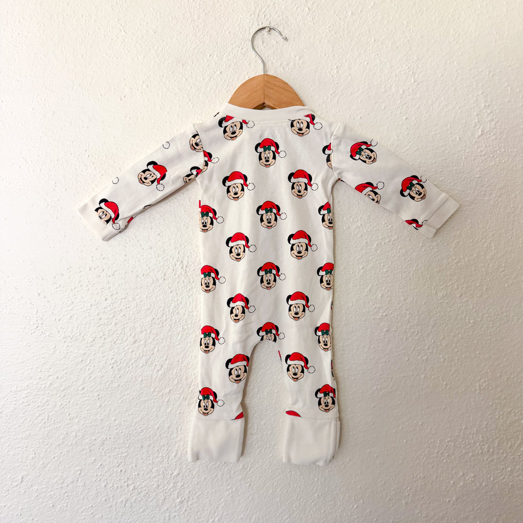 Monica & Andy x Disney Organic Christmas Mickey Mouse Fold-Over Foot 2-Way Zipper Sleeper | 3-6m