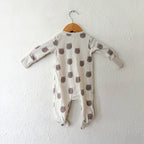 Baby Gap Organic Cotton Cream Teddy Bear 2-Way Zipper Footed Sleeper | 0-3m