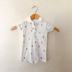 Petite Plume 100% Pima Cotton White Sailboat Collar Short Sleeve Romper | 3-6m