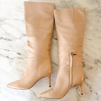 Marc Fisher Georgiey Pointed Toe Knee High Boot in Cream | 6.5