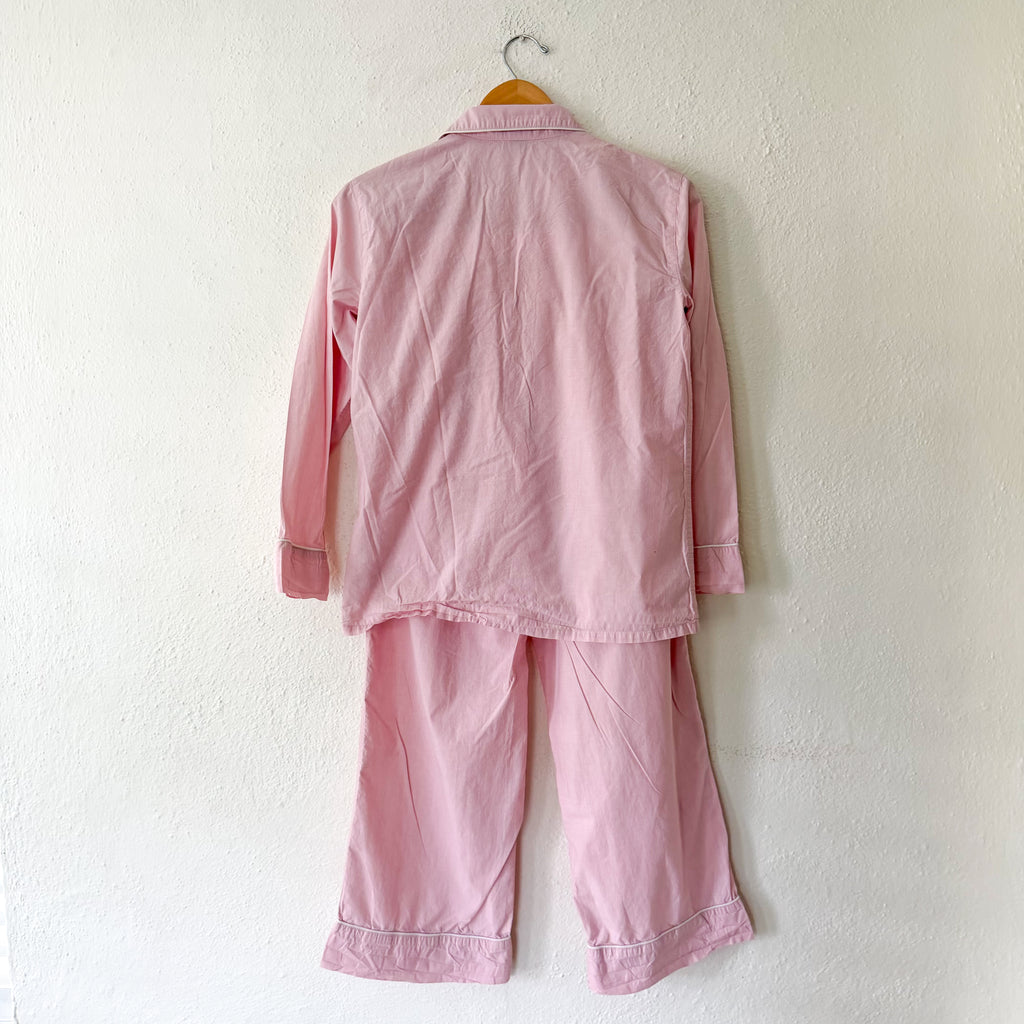 J.Crew Classic Cotton Long Sleeve Sleep Set in Light Pink Blooming Peony Eoe | XXS