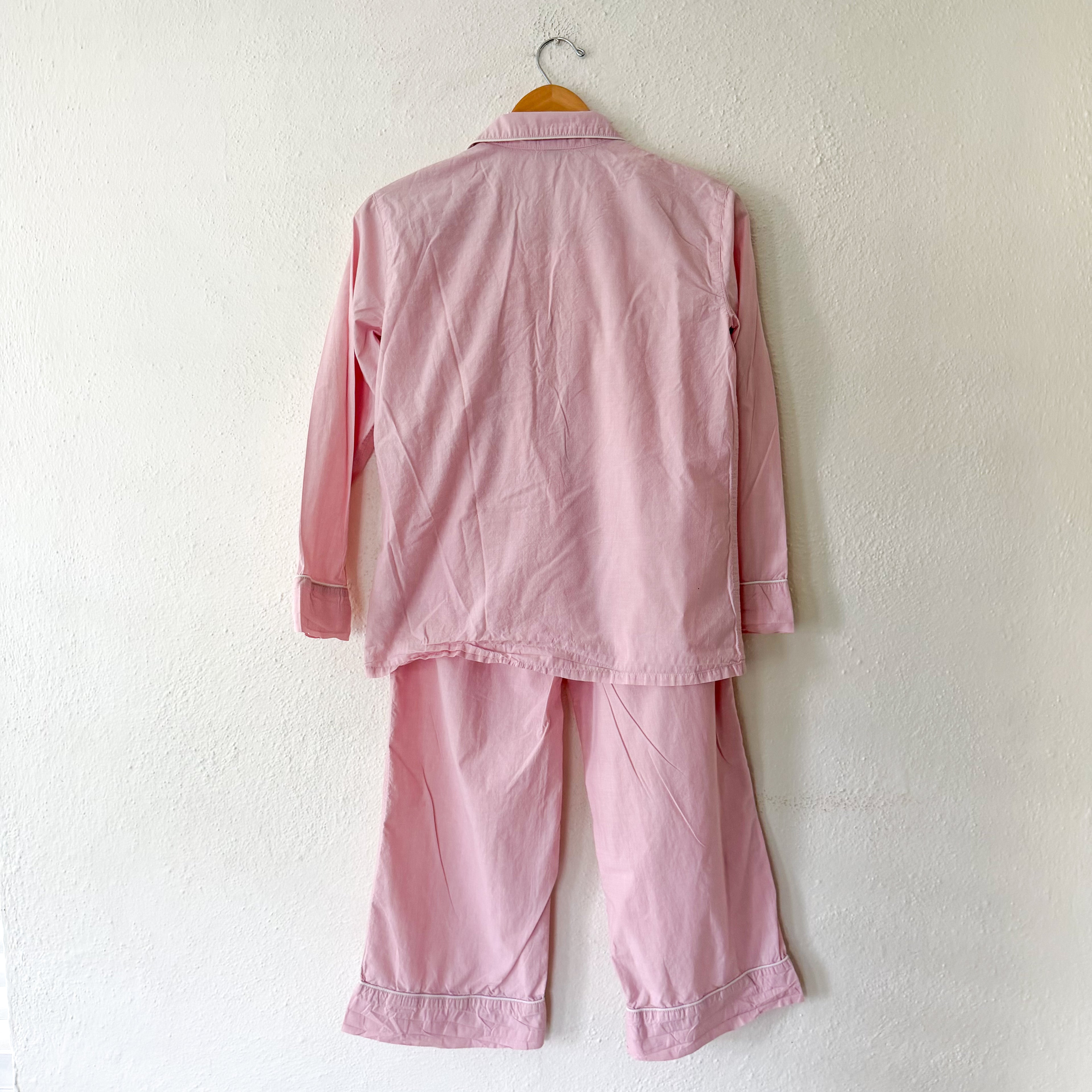 J.Crew Classic Cotton Long Sleeve Sleep Set in Light Pink Blooming Peony Eoe | XXS