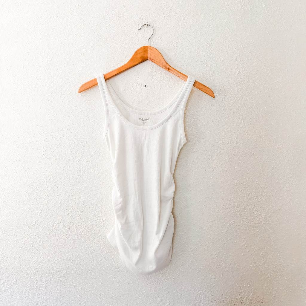 Old Navy Maternity First Layer Scoop-Neck Ribbed Tank Top in Calla Lily White | XS