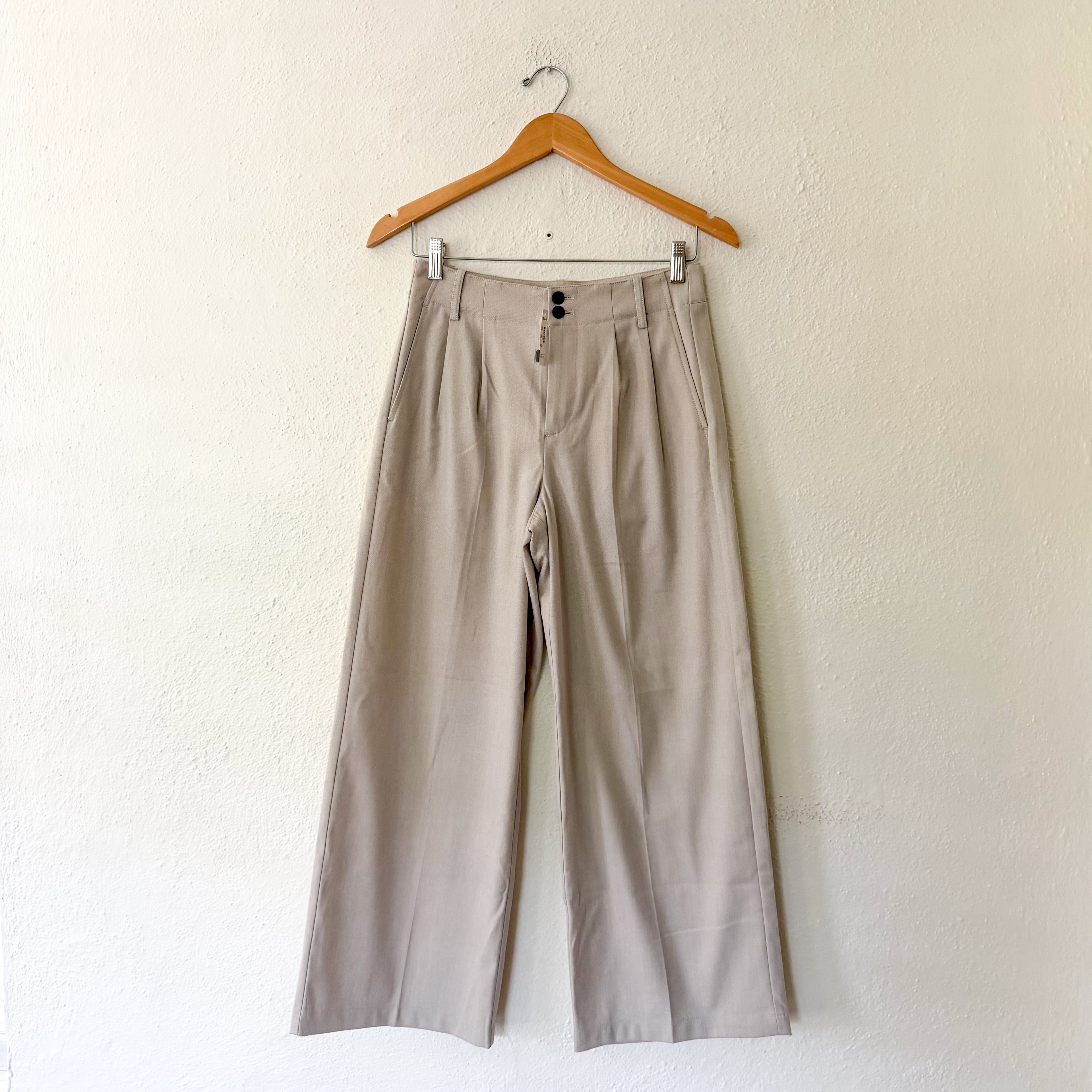 Madewell The Petite Brushed Twill Harlow Wide-Leg Trouser in Dark Oat Mélange | 0P