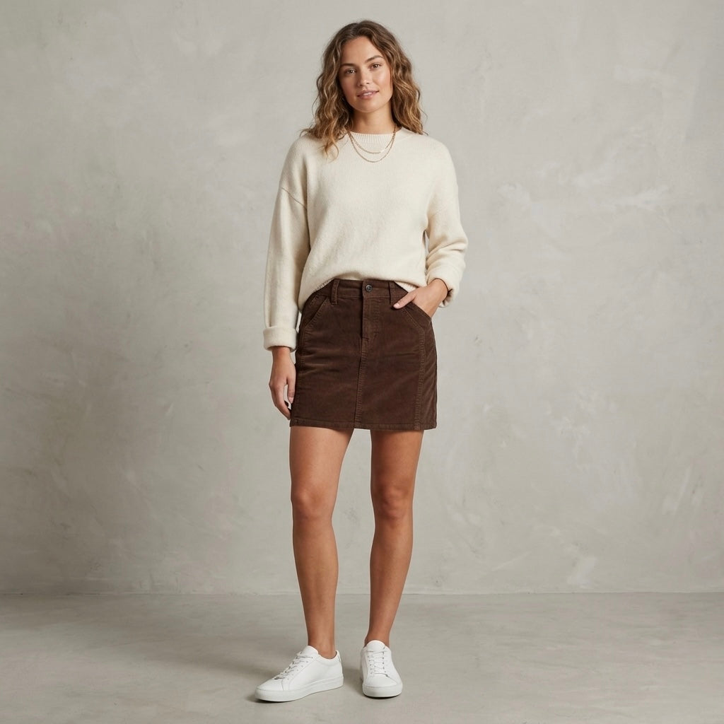 Time & Tru Brown Corduroy Mini Skirt | 2