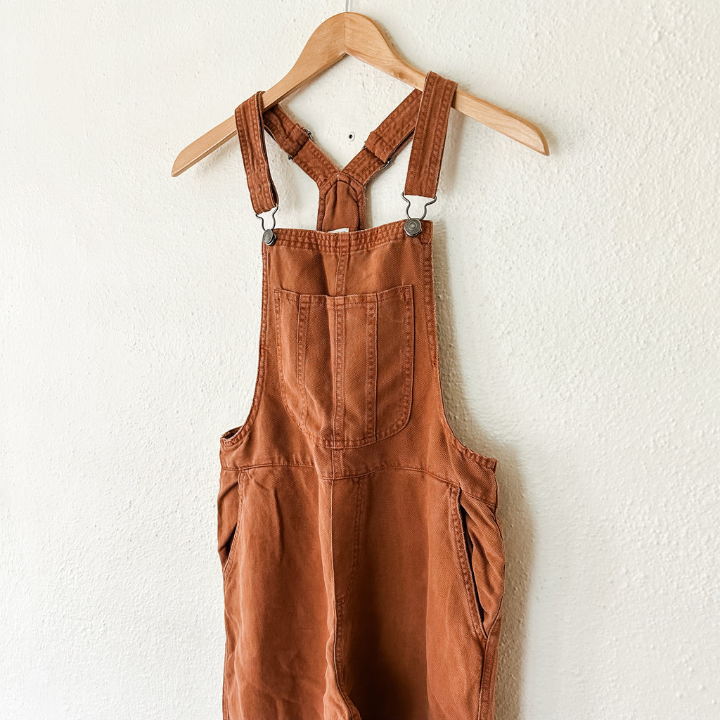 Aerie Linen Blend Rust Brown Overalls | XS