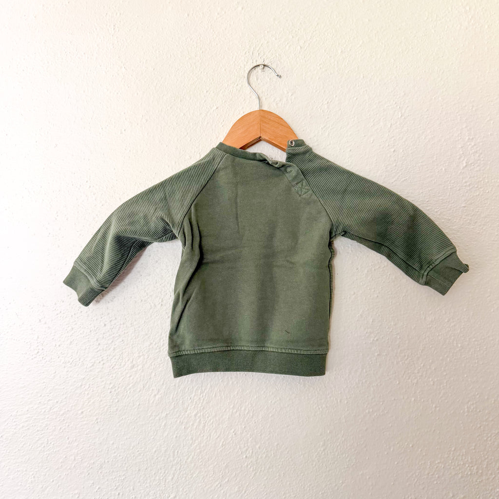 H&M Olive Green Textured Cotton 'The Future is Ours' Sweatshirt | 6-9m