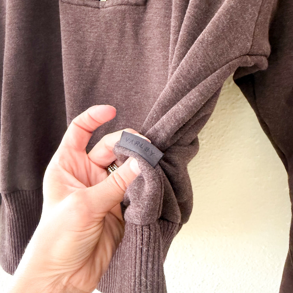 Varley Double Soft Sally Half-Zip Pullover Sweatshirt in Coffee Bean Marl | XS