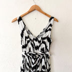 Nine West Linen Blend Belted Ikat Midi Dress | XS
