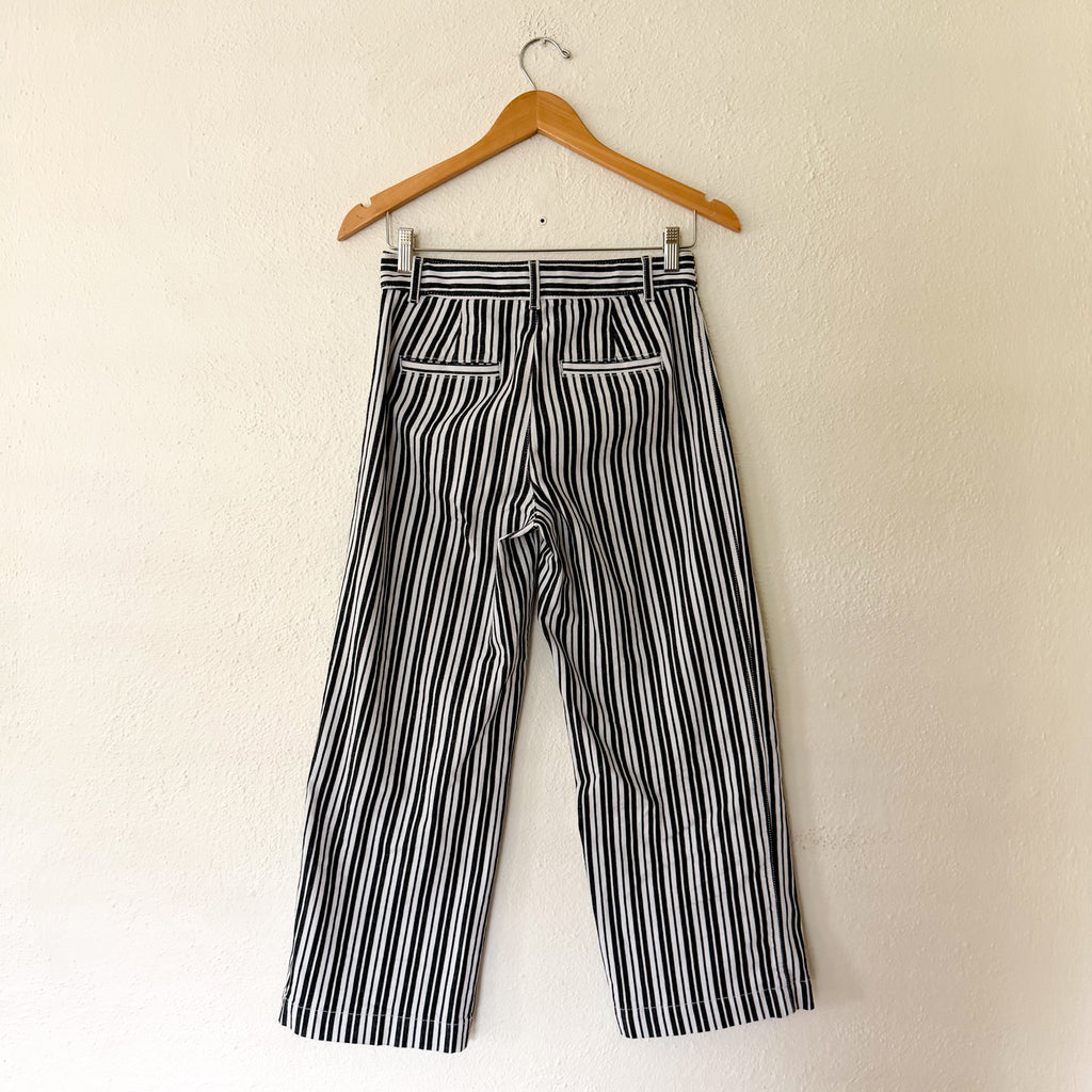 Loft The Palmer Wide Leg Pant in Black & White Stripe | 0