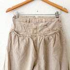 Free People Sweet Talk Linen Blend Wide Leg Cropped Chino Pants in Croissant Beige | 0