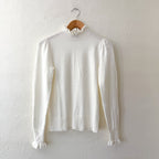 Cece Ruffle Mock Neck Sweater in Ivory | XS
