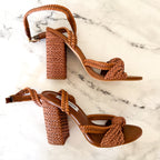 Steve Madden Cognac Malou Raffia Block Heels | 6.5