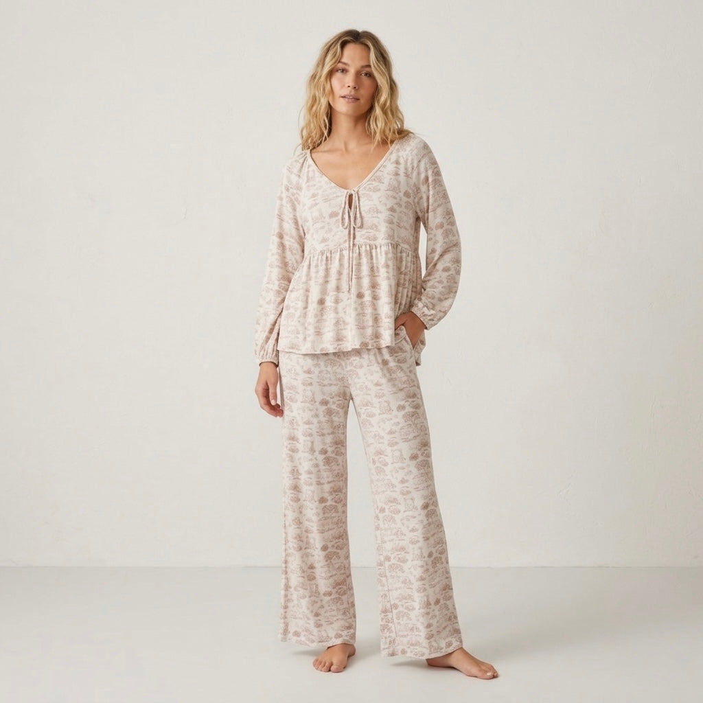 Solly Baby Rose Toile Tie-Top Long-Sleeve Women’s Sleep Set | S