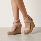 Stuart Weitzman Women's Alexis Braided Espadrille Wedge Sandals in Natural | 6.5