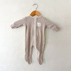 Mori Organic Cotton Brown Stripe Long Sleeve 2-Way Clever Zip Footie Sleeper | 0-3m