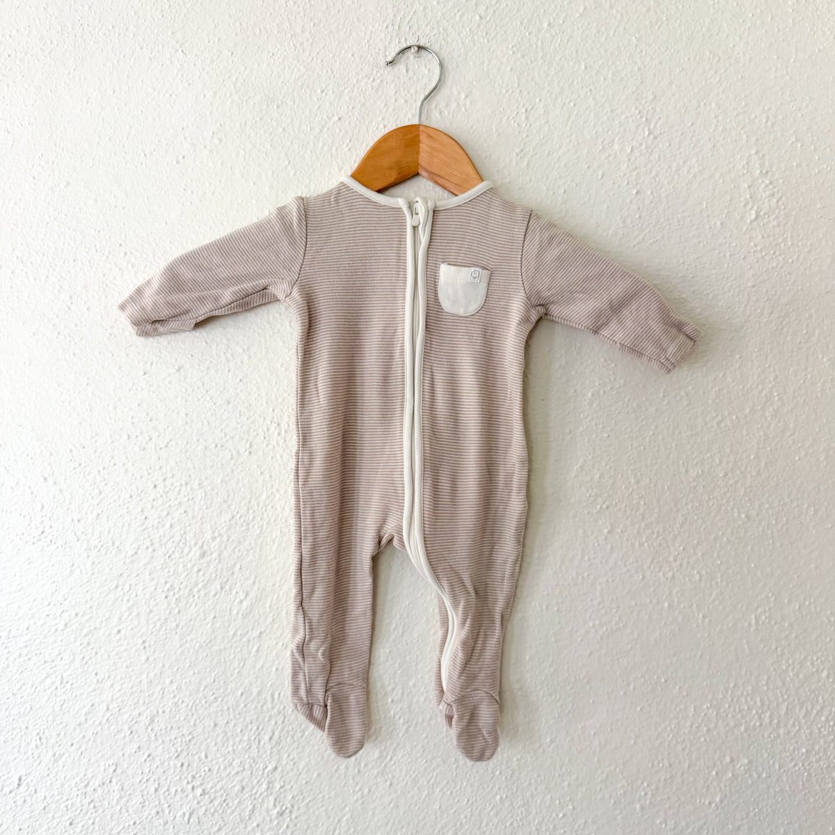 Mori Organic Cotton Brown Stripe Long Sleeve 2-Way Clever Zip Footie Sleeper | 0-3m