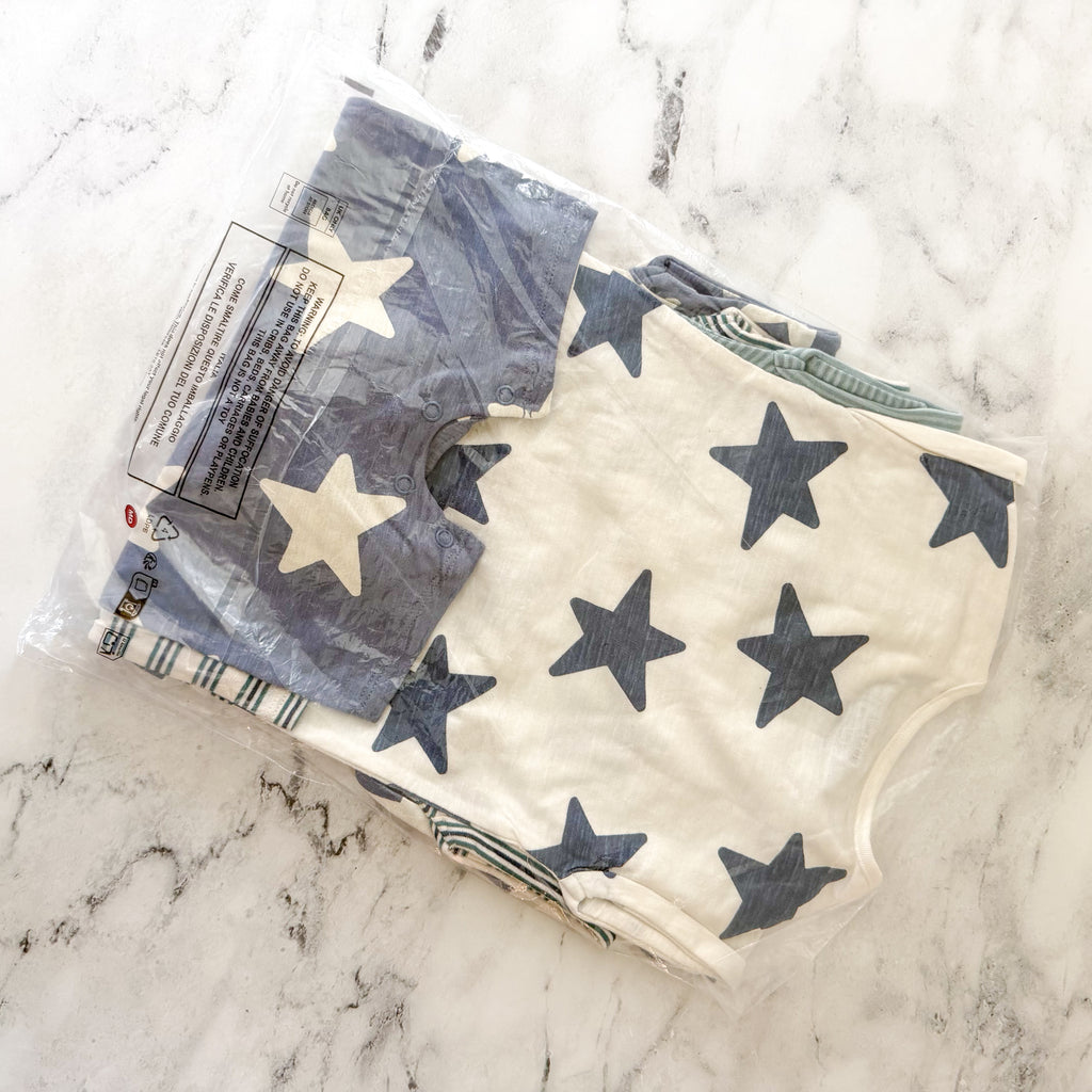 Next Baby Teal Blue Jersey Baby Rompers Multi Pack x4 | 6-9m