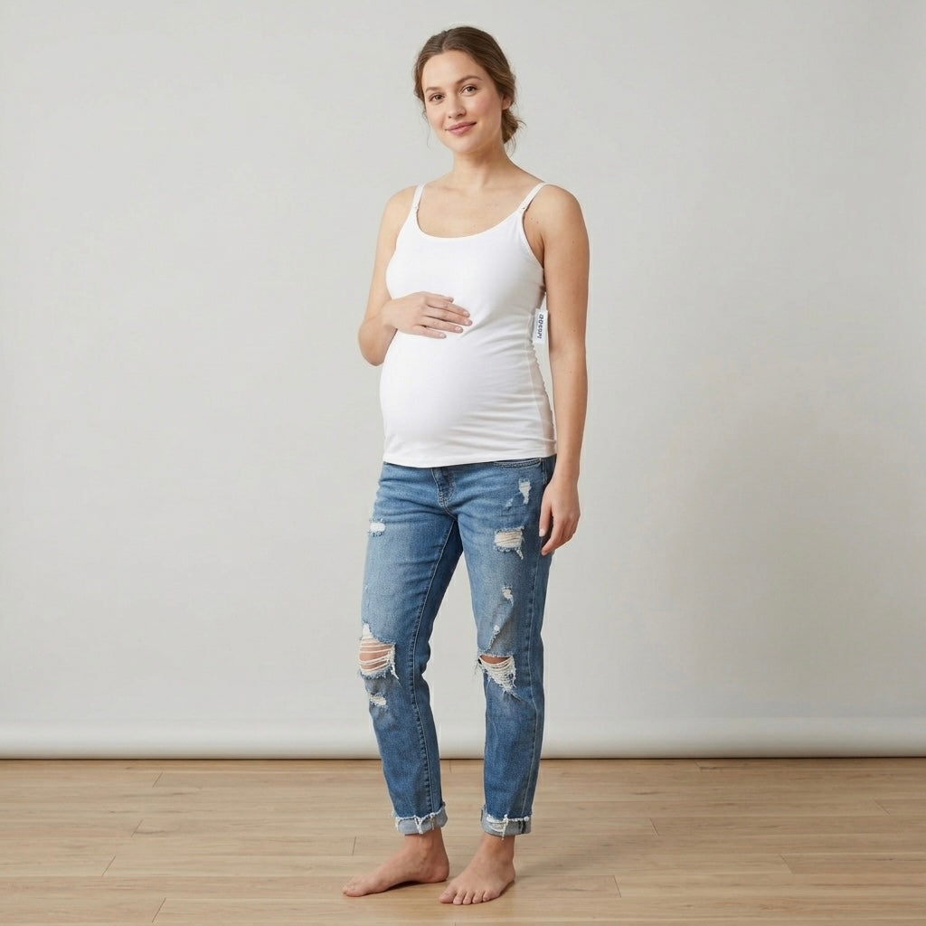 Old Navy Maternity First-Layer Nursing Clip Down Cami Top in Bright White, sz Small