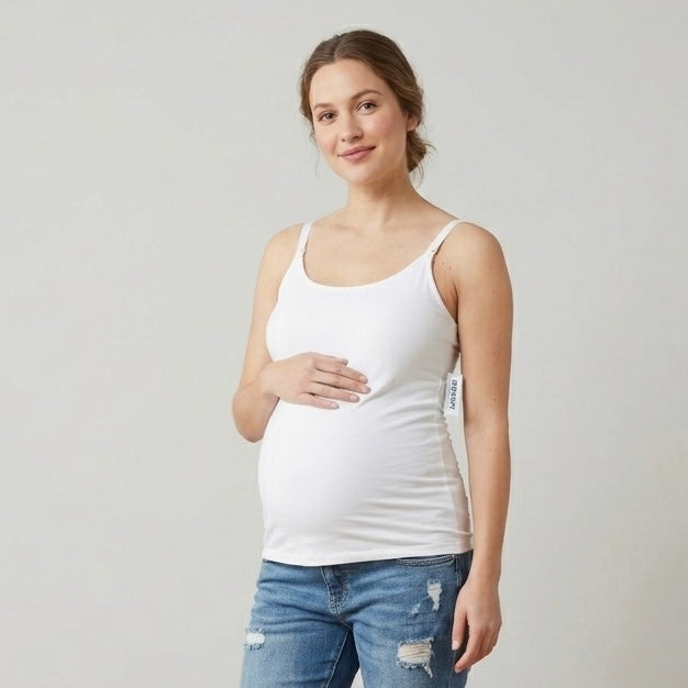Old Navy Maternity First-Layer Nursing Clip Down Cami Top in Bright White, sz Small