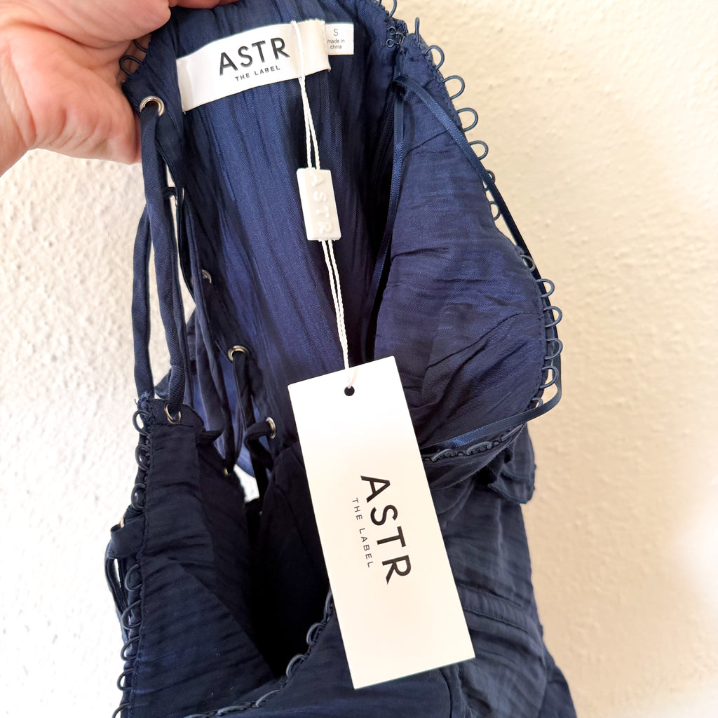 ASTR The Label Wedelia Bustier Midi Dress in Navy Blue | S