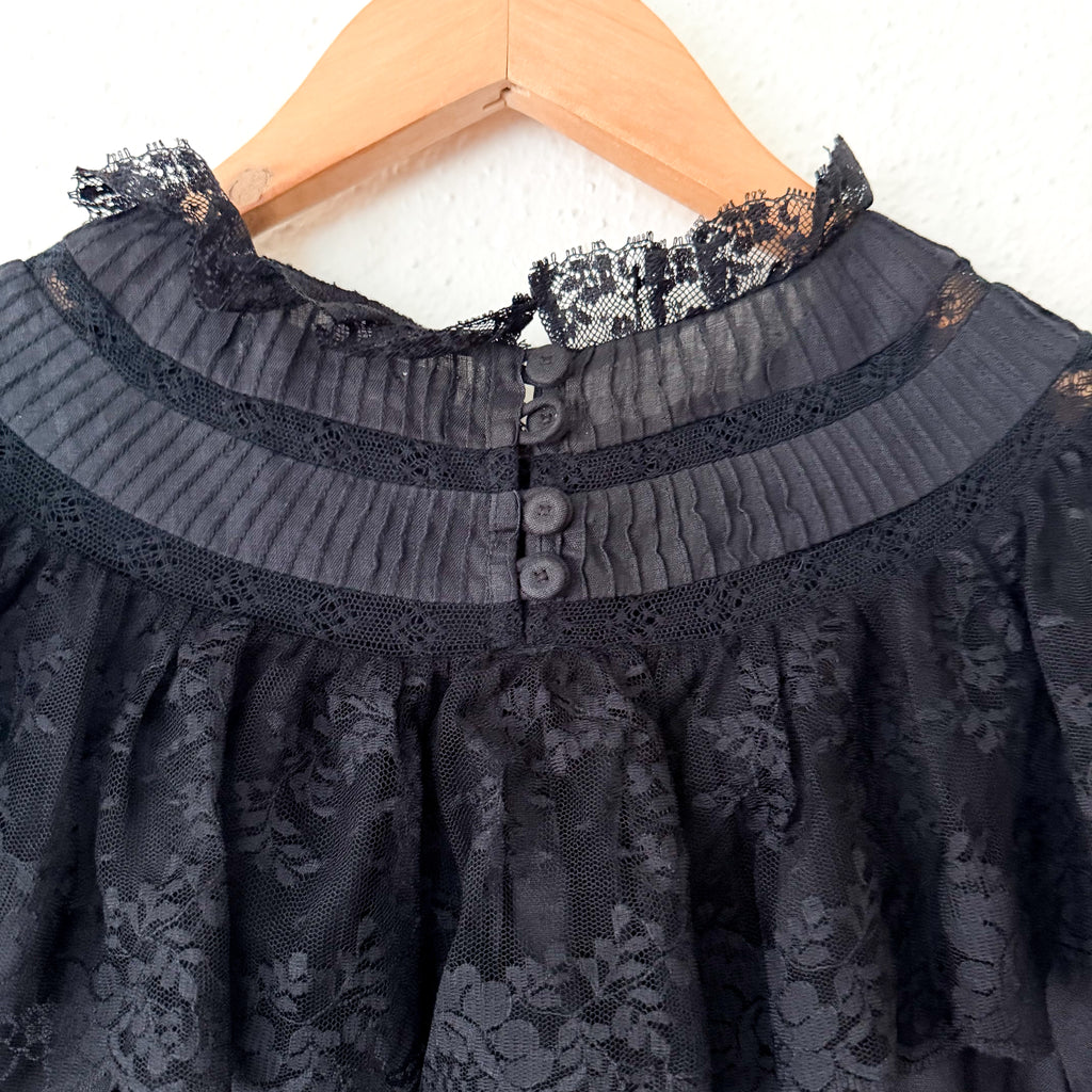 DÔEN Oralie Black Lace 3/4 Sleeve Mini Dress | XS