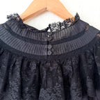 DÔEN Oralie Black Lace 3/4 Sleeve Mini Dress | XS