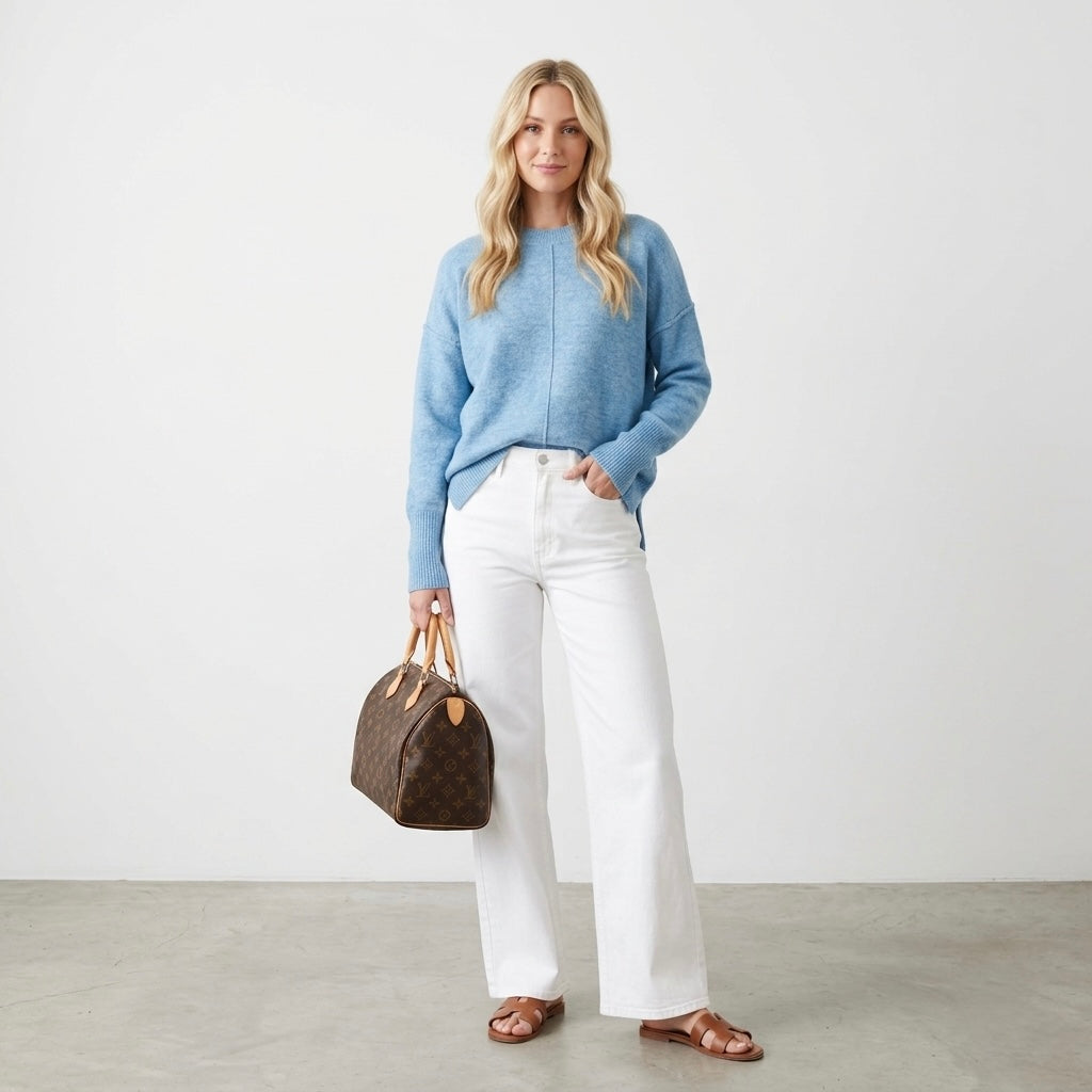 Vince Camuto Dolman Sleeve Crewneck Sweater In Blue Heather | XS