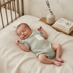 Unbranded Sage & Cream Striped Waffle Knit Baby Bodysuit | 0-3m